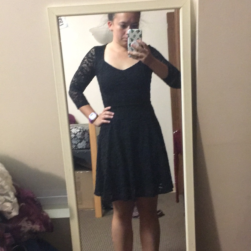 Black Lace 3/4 Sleeve Dress